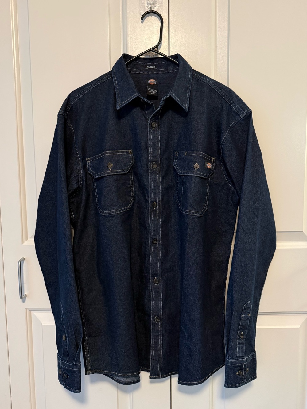 Dickies FLEX Dark Denim Long Sleeve Shirt Size Men's Medium
